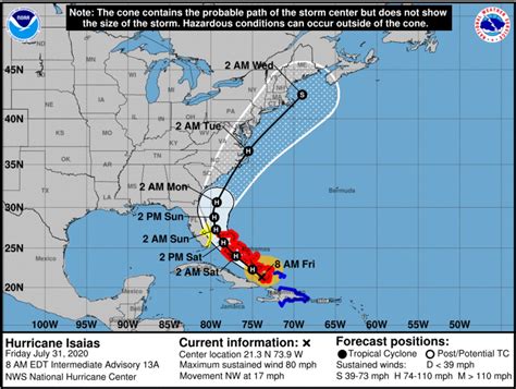 Tropical Storm Isaias Strengthens Into Hurricane Still On Track To