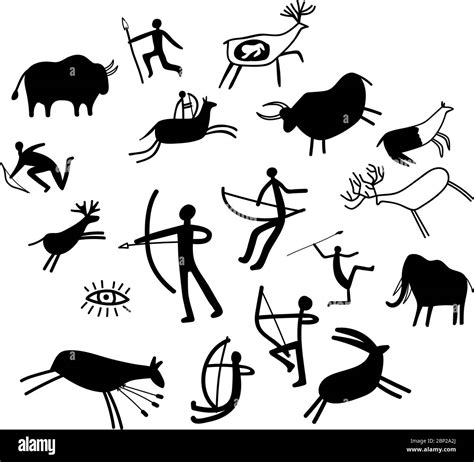 Cave Painting Stone Paintings Vector Illustration Cave Wall Ancient