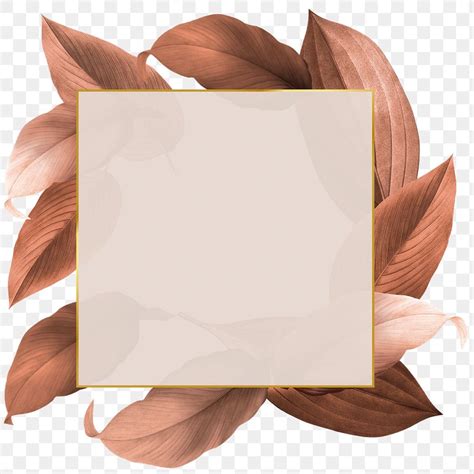 Golden Frame Brown Leafy Background Premium Png Rawpixel