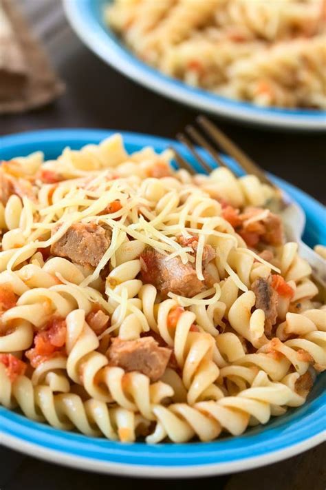 Rotini Pasta With Tuna And Tomato Sauce And Grated Cheese Stock Image