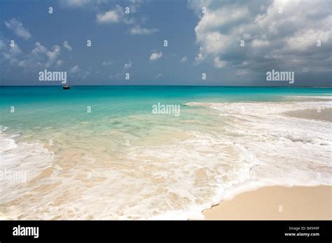 Beautiful Pink Sand Beach Barbuda Caribbean Stock Photo Alamy