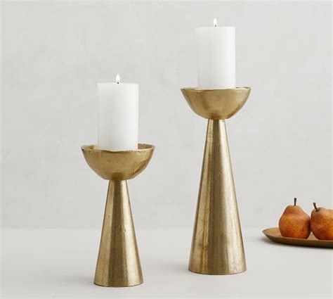 Polished Brass Pillar Candle Holder For Shiny Good Quality Mounting