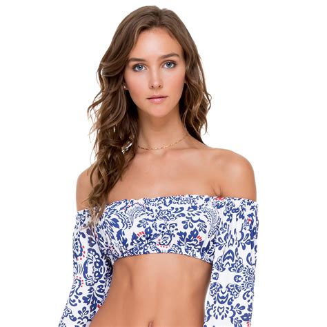 Printed Swimsuit Crop Top With Long Sleeves Naughty Girl