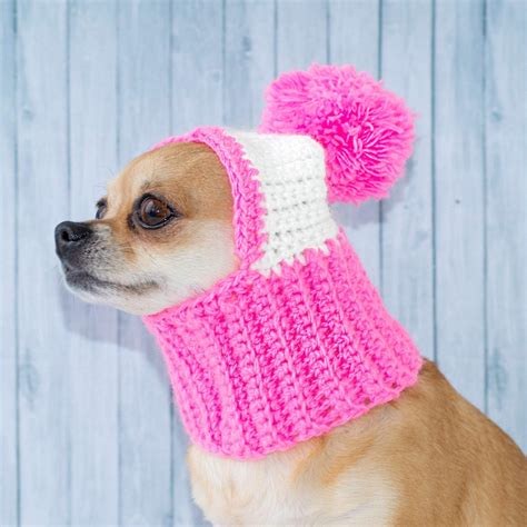 Pink Dog Hat Cozy Crochet Dog Hat Warm Winter Dog Hat Puppy Chunky Hat