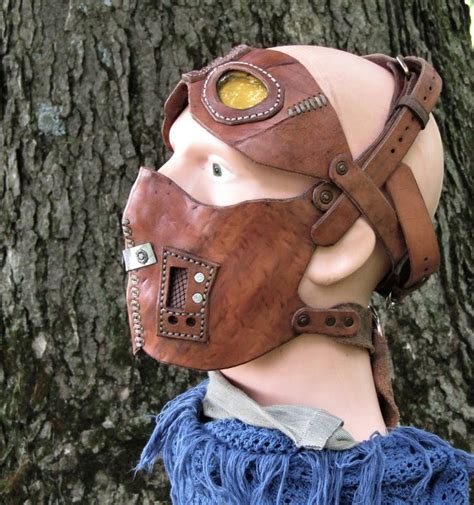 Light Brown 2 Pc Leather Mask Burning Man Wasteland Weekend Etsy