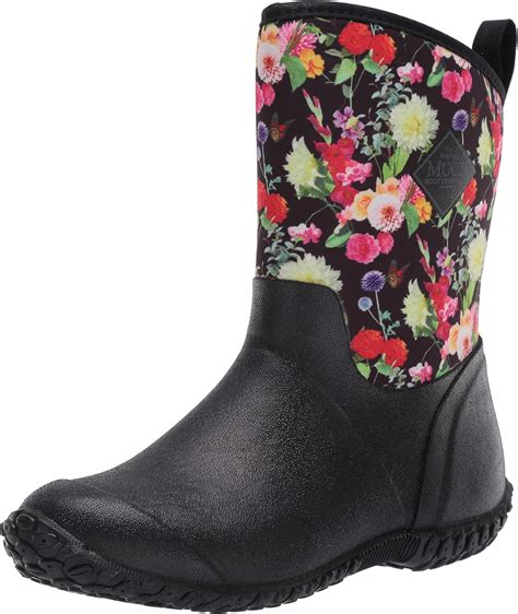 Muckster Ll Mid Height Women S Rubber Garden Boots Black Night Floral Print Wm2
