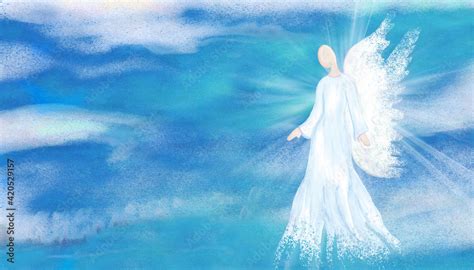 Archangel Heavenly Angelic Spirit With Wings Hand Draw Illustration Abstract Angel Belief