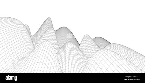 Abstract 3d Wireframe Terrain 3d Illustration Outline Curve Stock