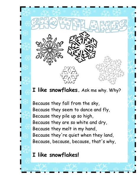 It covers the fields gently while frost attacks them with its sudden flashes of white. handprint snowflake poem | Search Results | Global News ...