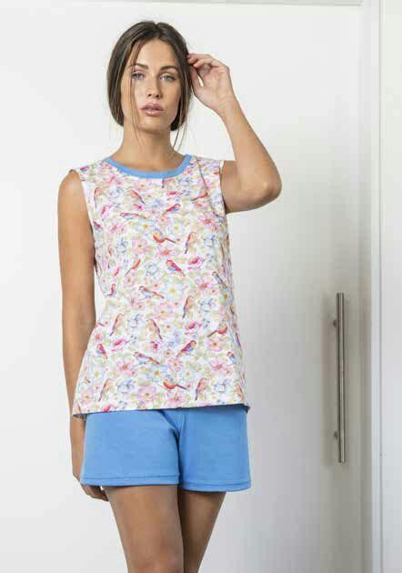 Pijama Mujer Verano En Tejido Jersey 100 Algodón Con Pantalón Corto Liso Camiseta Con Sisa