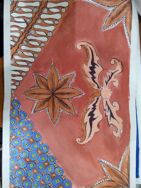 Sketsa motif batik mawar sederhana. kesenian: Batik Sederhana