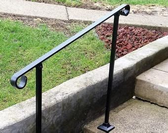 20″ wall & floor mounted handrail durable black powder coat finish works great indoor or outdoor. Standard Single Post Flat Bar Top Hand Rail 1 or 2 step railing for stairs steel handrail with ...