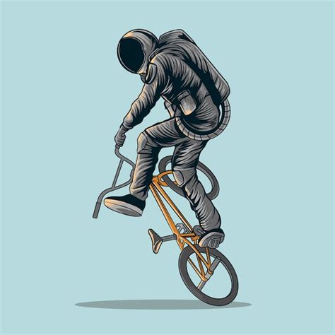 Astronaut Freestyle Bmx Bike Illustration Vector Premium Download