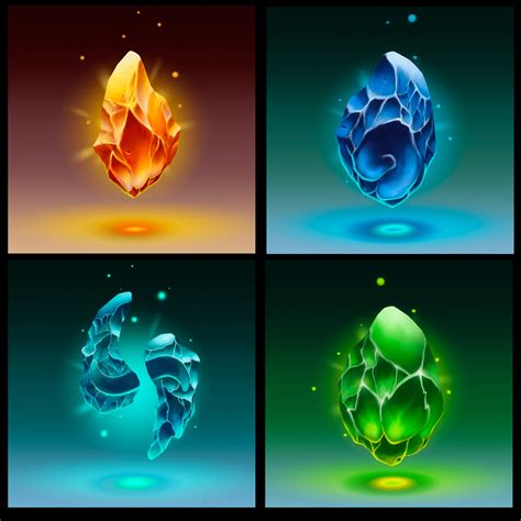 Artstation 4 Elemental Crystals Icons