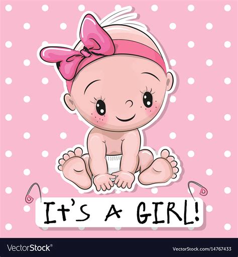 Greeting Card It Is A Girl With Baby Royalty Free Vector