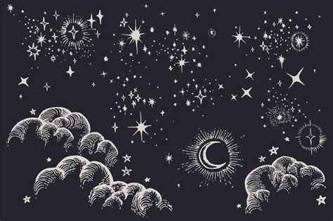 Star Moon Cloud Sky Drawings Drawing Stars Illustration Art Drawings