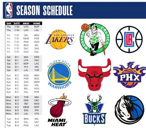 Here Are All The Printable Nba Team Schedules For The 2020 21 Season