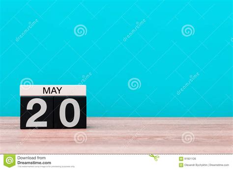 May 20th Day 20 Of Month Calendar On Turquoise Background Stock Photo