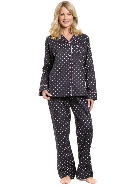 Womens Premium 100 Cotton Flannel Pajama Sleepwear Set Noble Mount