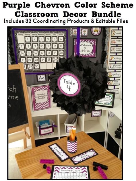 This Photo Shows Purple Chevron Classroom Decor Editable Name Plates