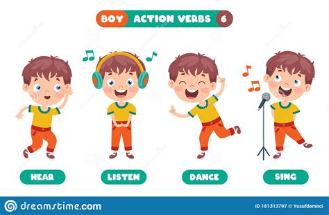 Action Verbs For Children Education Stock Vector Illustration Of