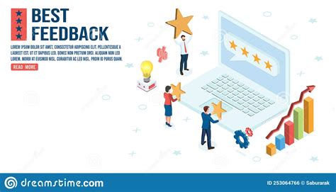 D Isometric Customer Review And Feedback Concept With People Giving Star Feedback And Choosing