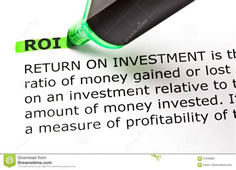 Definition Of Return On Investment ROI Stock Image - Image of ...