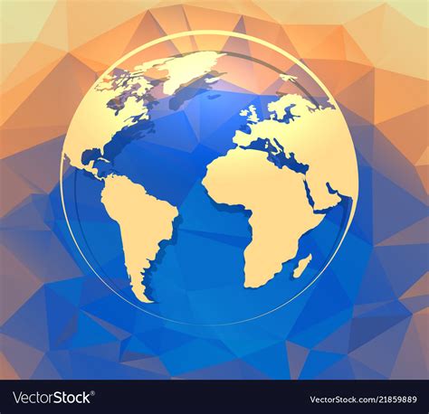 Earth Globe On Polygonal Abstract Background Vector Image