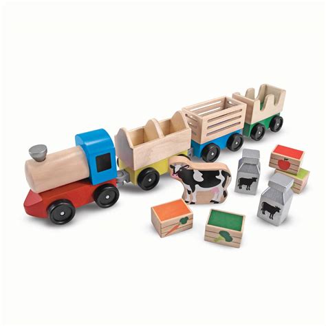 Buy Melissa And Dougwooden Farm Train Set Classic Wooden Toy 3 Linking