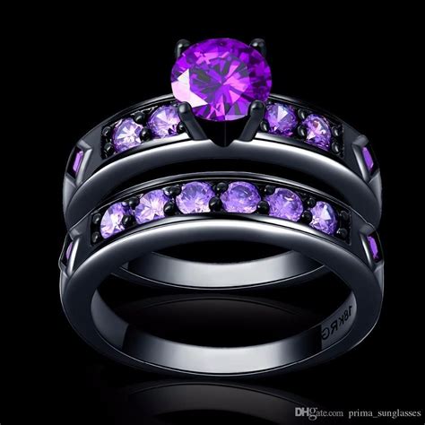 Image Result For Black And Purple Rings 7 Piece Set Fashion Rings Purple Rings Wedding Rings