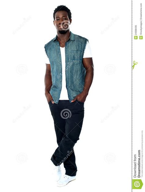 Full Body Pose Of Young African Male Model Royalty Free