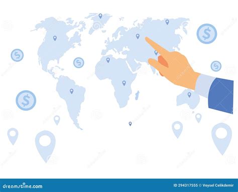 World Map Touching Hand Vector Business World Stock Vector