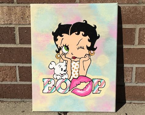 Original Winking Betty Boop And Pudgy Pastel Acrylic Painting Etsy