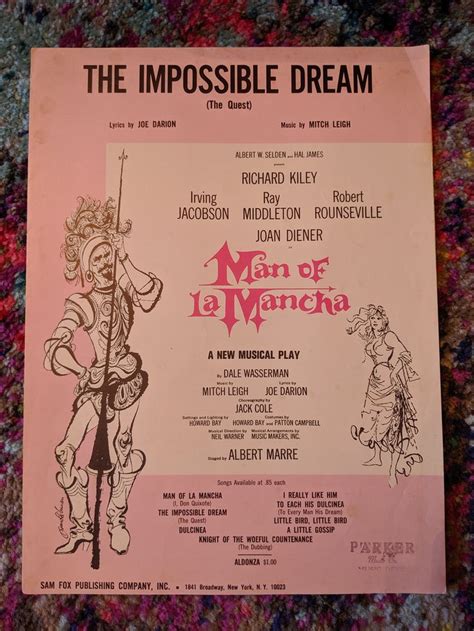 The Impossible Dream Man Of Manchasheet Music Etsy Impossible Dream