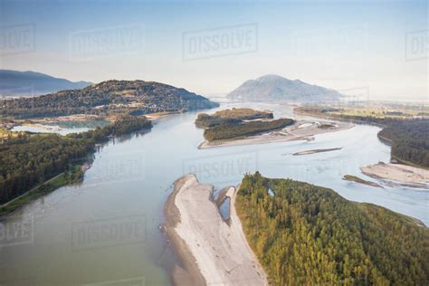 Aerial View Of Fraser River Near Chilliwack British Columbia Stock