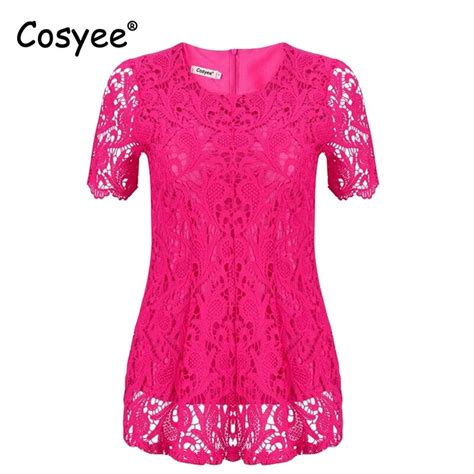cosyee brand 2017ss women s fashion tops tee o neck short sleeve crochet lace hollow out slim