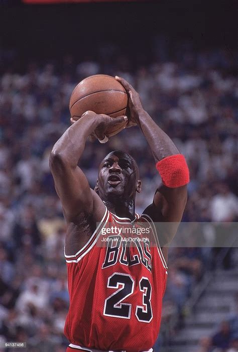 Chicago Bulls Michael Jordan In Action Foul Shot Vs Utah Jazz Game