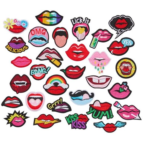 Bright Creations 20 Pieces Iron On Red Lip Patches For Clothing Lip