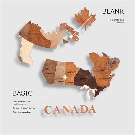 Map Of Canada Wooden Wall Map Canada Wooden Map Canadian Etsy