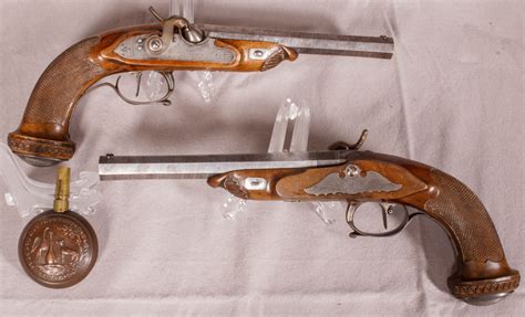 Cased Pair Of French Dueling Pistols With Liege Proof Marked Balledent