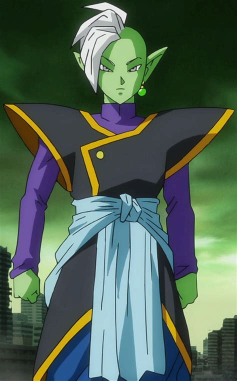 He has pale green skin, gray irises, white eyebrows, and white hair in the style of a mohawk. Future Zamas | Dragon Ball Wiki | Fandom powered by Wikia