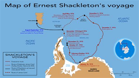 Vetores De Mapa Da Incrível Viagem De Exploração Polar De Shackleton Em