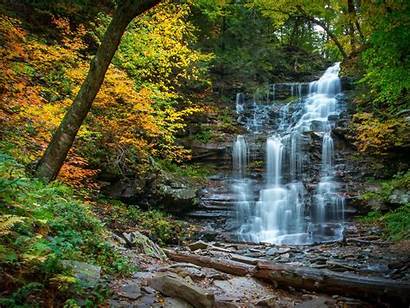 Waterfall Forest River Cascade Pennsylvania Autumn Wallpapers