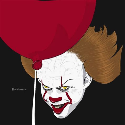 It Movie Clown Pennywise Vector Art Illustration Digital Portrait