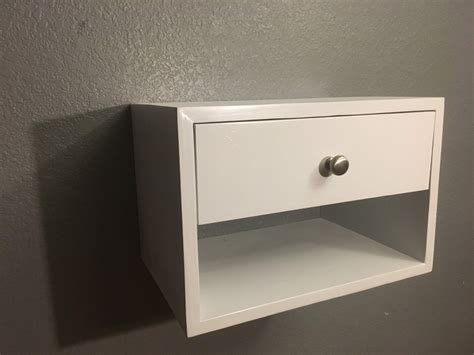 White Floating Nightstand With Drawer Etsy