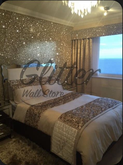 Glitter Wallpaper Bedroom Glitter Bedroom Glam Bedroom Room Ideas