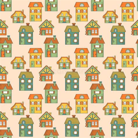 Seamless Colorful Pattern With Houses Stock Vector Illustration Of