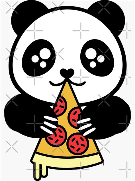 Kawaii Panda Eating Pizza Sticker For Sale By Chibicreative Redbubble