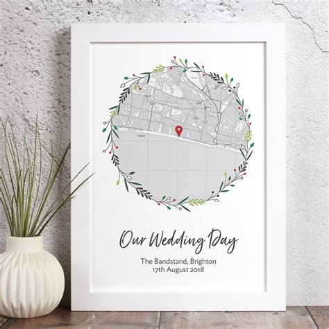Personalised Map Print For Wedding Engagement Etc By Jon Hall Design