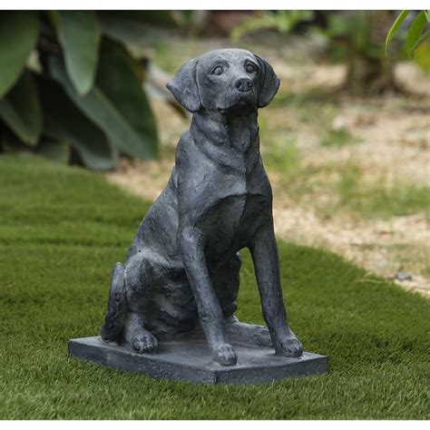Luxenhome Gray Mgo Labrador Retriever Dog Indoor Outdoor Garden Statue